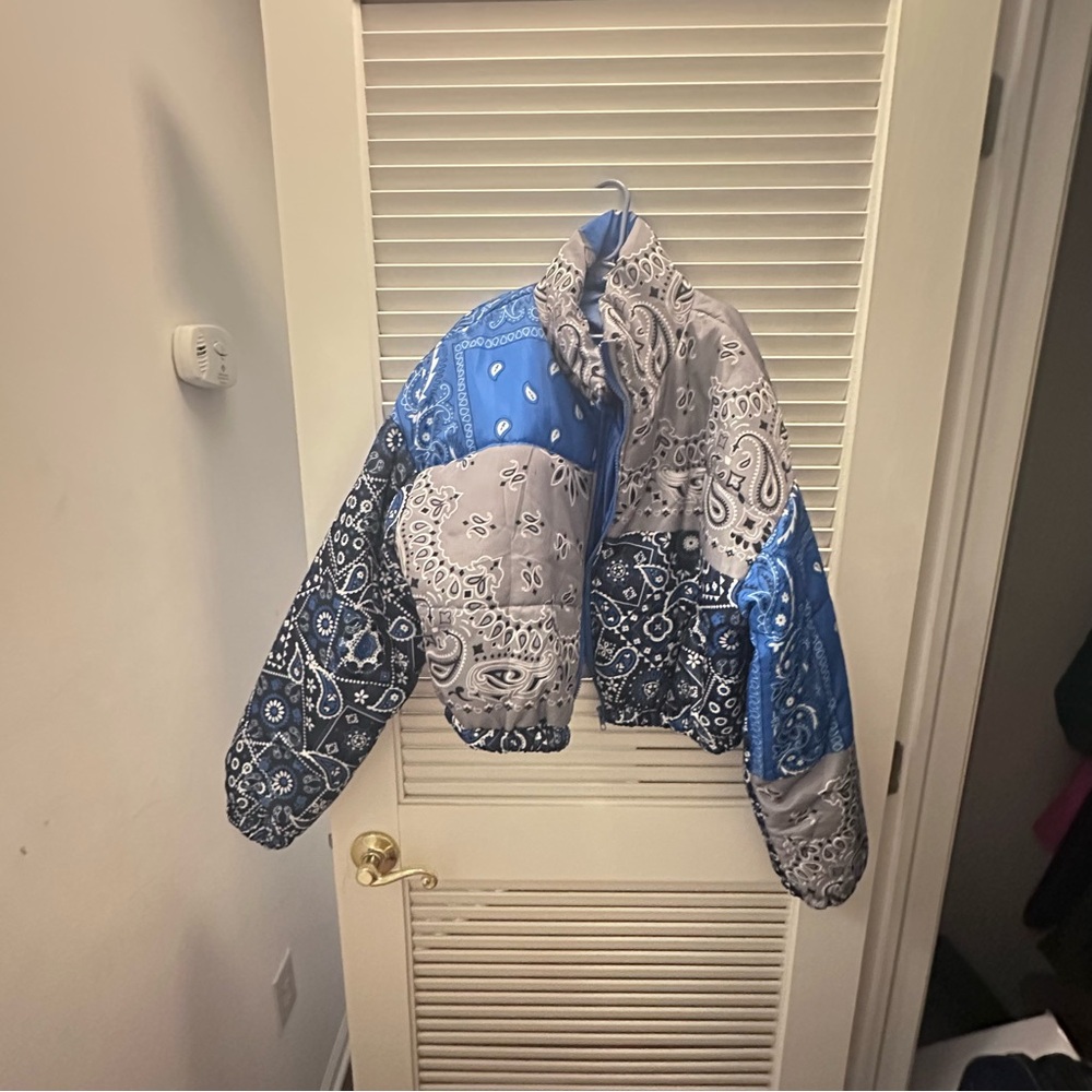 Patchwork Bandana Jacket - Blue and Gray